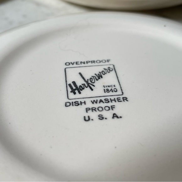 Vintage Harkerware Bread & Butter Plates - Set of 4 - Persian Key in Sage Green - Picture 3 of 4